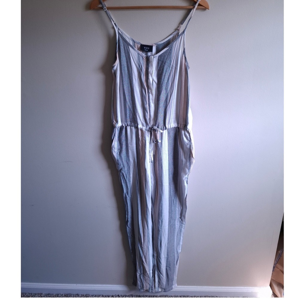 VICI Boho Chic Chevron Stripes Jumpsuit Indie Muted Autumn Summer to Fall Sz S